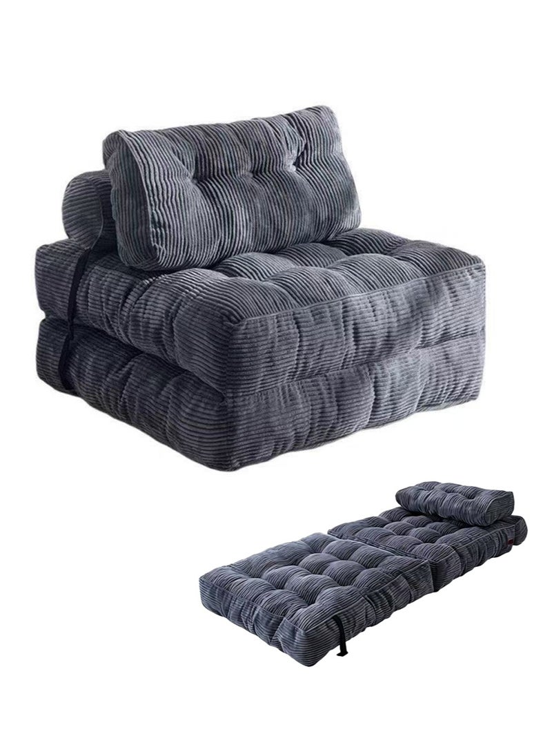 Aikanbo Folding Sofa Bed，Convertible Sleeper Chair with Pillow Foldable Mattress with Back Support，Portable Fold Out Chair Bed Comfy Floor Sofa Lounge for Living Room Bedroom（Dark Grey） - Image 1