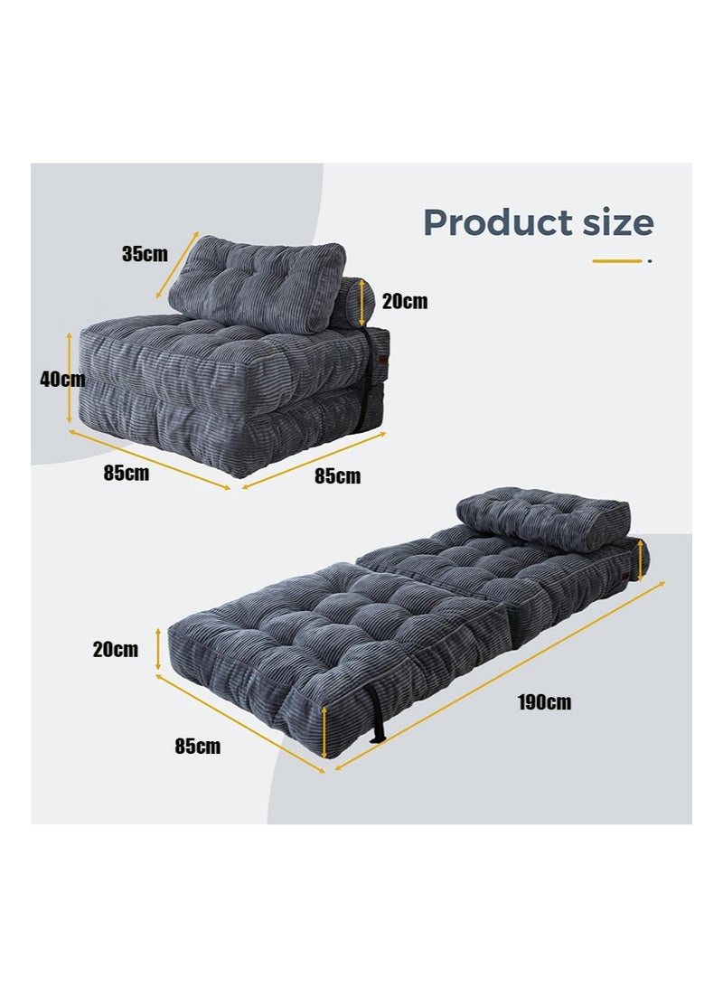 Aikanbo Folding Sofa Bed，Convertible Sleeper Chair with Pillow Foldable Mattress with Back Support，Portable Fold Out Chair Bed Comfy Floor Sofa Lounge for Living Room Bedroom（Dark Grey） - Image 2
