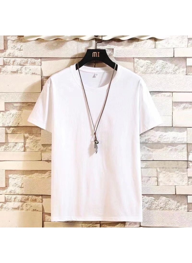 Generic - American Style Vintage Pure Cotton Short Sleeve T-shirts For Men Summer Ins Trendy Brand Loose Fit Half Sleeve Body Tops Thin white cotton short tart - Image 1