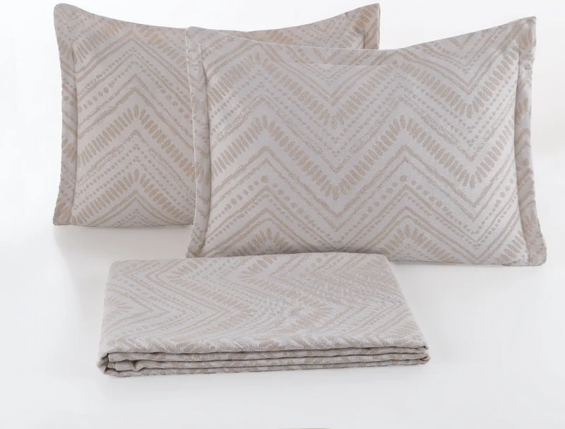 Elart Petra Linen Look Bedspread Set 3 Piece Double Ecru