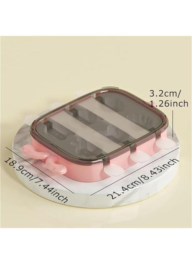 HOOKOR - 6 Grid Silicone Popsicle Mold, Fruit Shape Ice Pop Molds, Popsicle Maker with Reusable Sticks, Easy Release Ice Cube Tray with Lid, for DIY Homemade Summer Ice Cream Lollipop (Pink Fruit) - Image 1