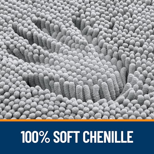 OLANLY Bathroom Rugs 24x16, Extra Soft Absorbent Chenille Bath Rugs, Rubber Backing Quick Dry, Machine Washable Bath Mats for Bathroom Floor, Tub and Shower, Home Decor Accessories, Light Grey - Image 3