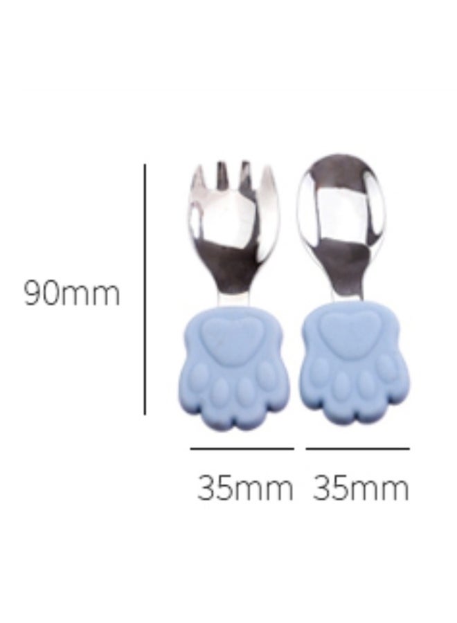 Green baby short handle learning fork spoon suit - Image 4