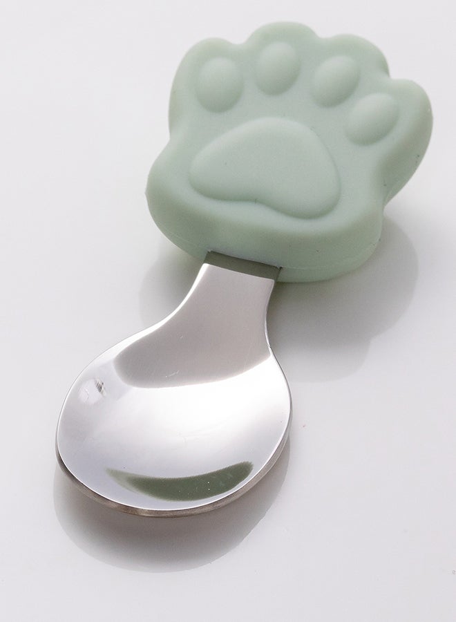 Green baby short handle learning fork spoon suit - Image 3
