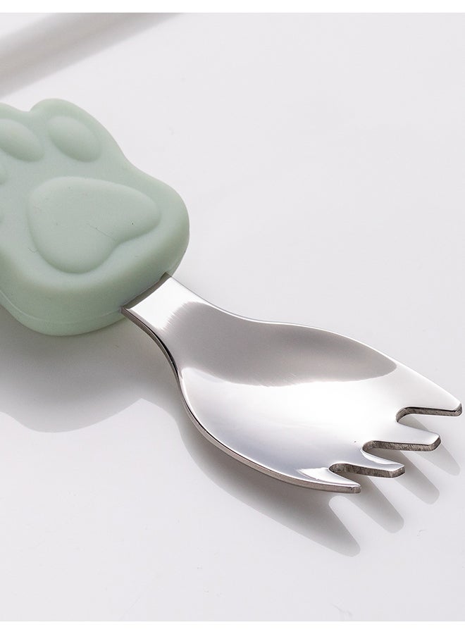 Green baby short handle learning fork spoon suit - Image 2