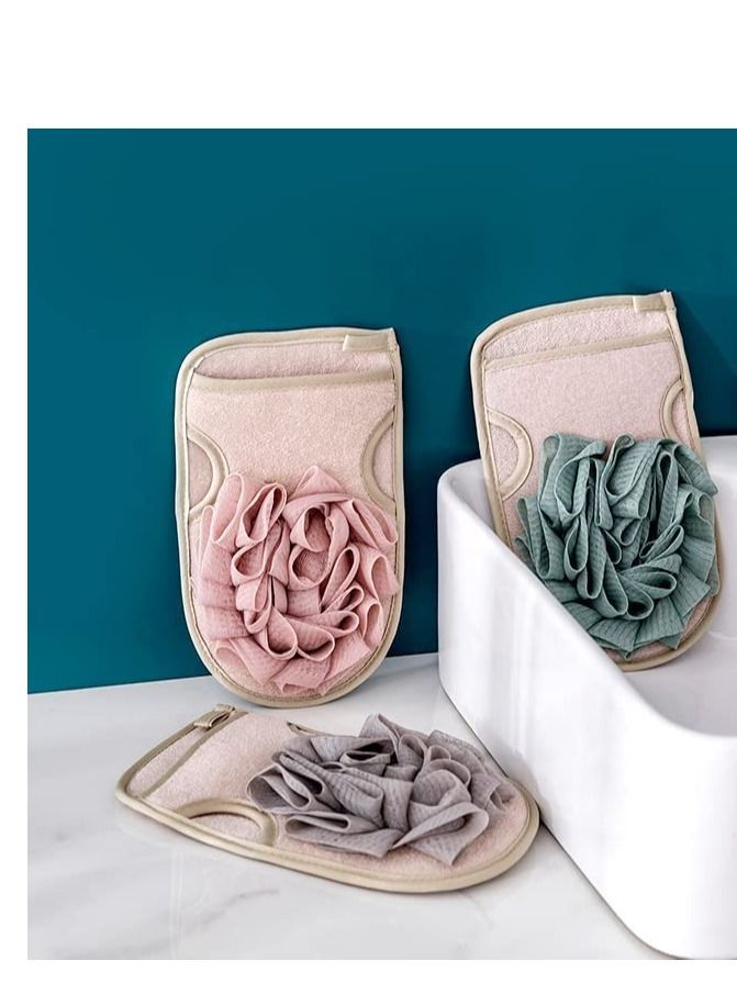 Y&D Double Sided Exfoliating Gloves - Shower Puff Scrub Thick Back Bath with Cleansing Facial Sponge for Men Women Body Face Arms Legs Quickly Exfoliate Wash Spa 3 Pieces  - Image 2