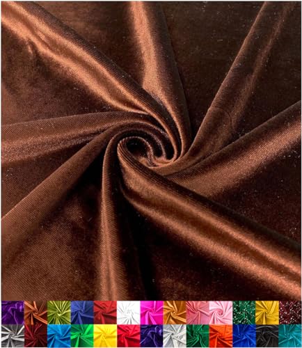 Barcelonetta Stretch Velvet Fabric Luxury Soft Velvet Fabric 60 Wide Roll 10 Spandex Sewing Apparel Upholstery Brown 1 Yard - Image 1