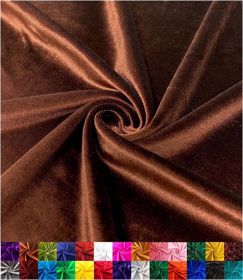Barcelonetta Stretch Velvet Fabric Luxury Soft Velvet Fabric 60 Wide Roll 10 Spandex Sewing Apparel Upholstery Brown 1 Yard - Image 2