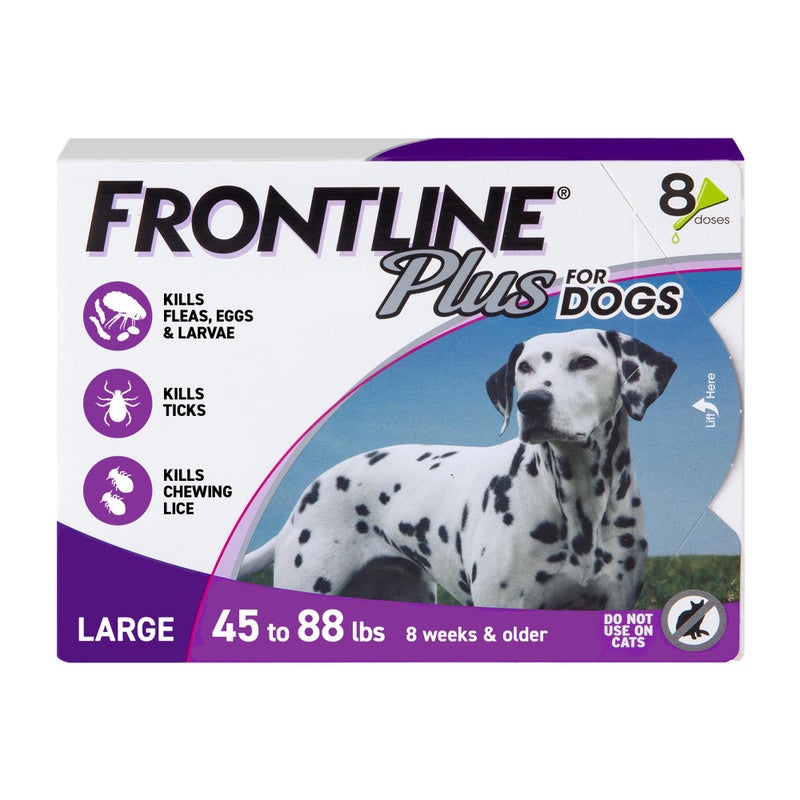 FRONTLINE Plus Flea and Tick Treatment for Large Dogs Up to 45 to 88 lbs. 8 Treatments - Image 1