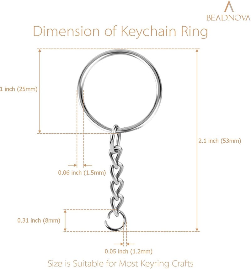 BEADNOVA Split Keychain Ring Silver Keychain Rings for Crafts Metal Key Chain Kit for Jewelry Making Key Chains Accessories Craft DIY 25mm 150pcs - Image 3