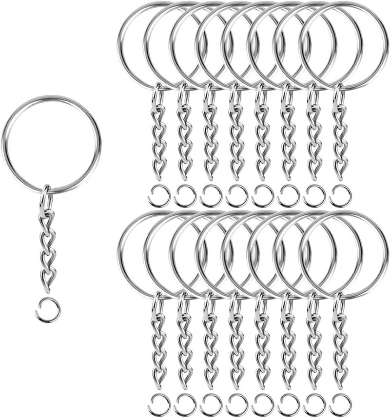 BEADNOVA Split Keychain Ring Silver Keychain Rings for Crafts Metal Key Chain Kit for Jewelry Making Key Chains Accessories Craft DIY 25mm 150pcs - Image 1