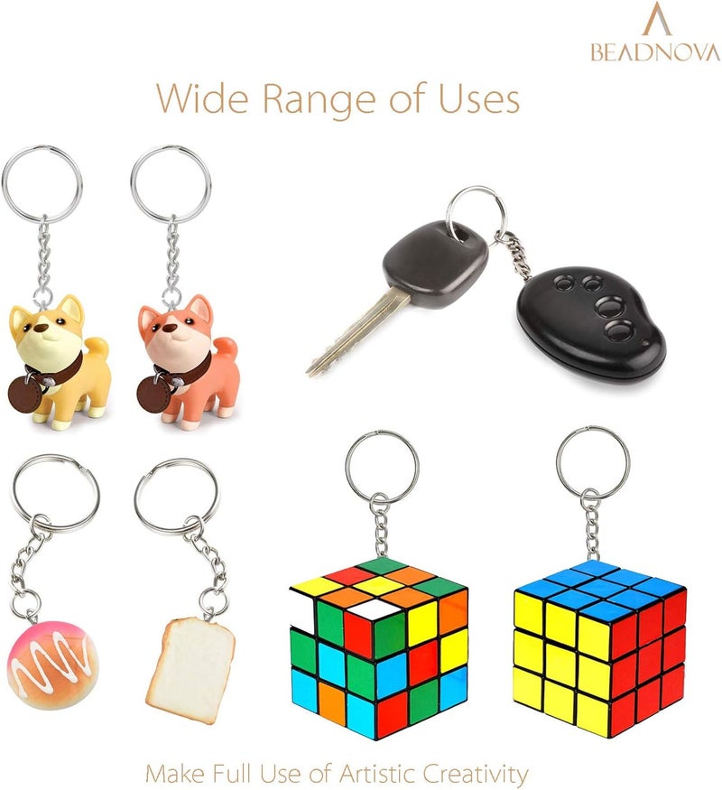 BEADNOVA Split Keychain Ring Silver Keychain Rings for Crafts Metal Key Chain Kit for Jewelry Making Key Chains Accessories Craft DIY 25mm 150pcs - Image 4