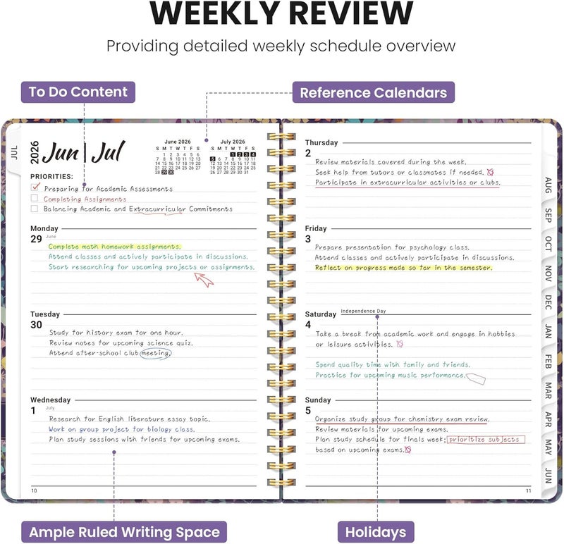 ZOTIA Planner 2026-2027, Monthly and Weekly Academic Planner July 2026 - June 2027, Hardcover Student Teacher Planning Agenda Calendar Book with Tabs, Perfect for Office School Supplies, A4 (8.5" x 11 - Image 3