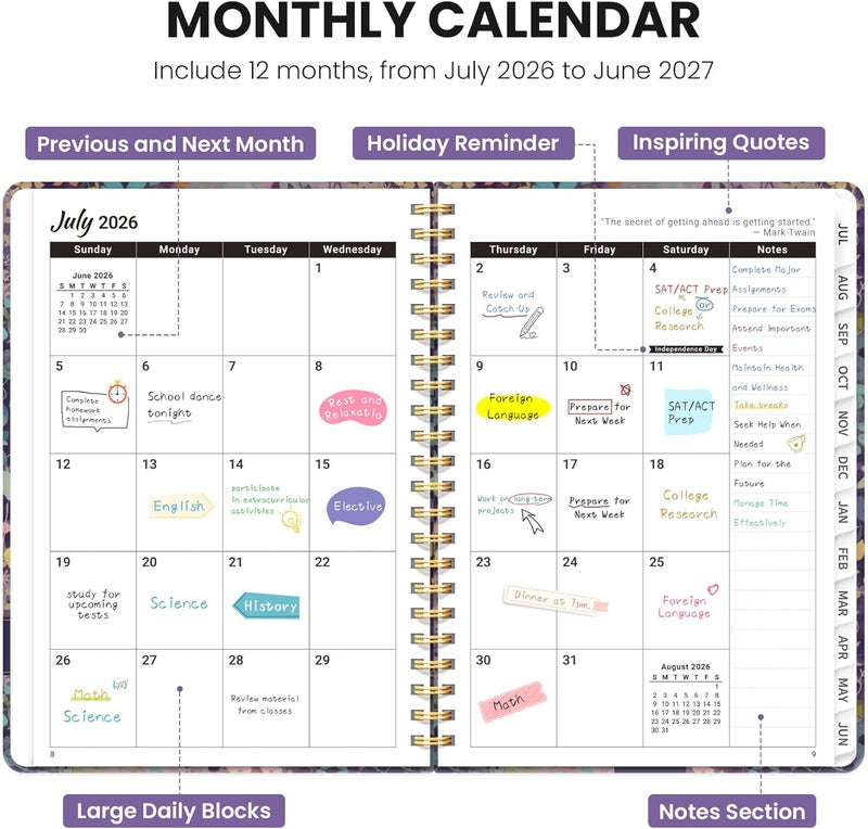 ZOTIA Planner 2026-2027, Monthly and Weekly Academic Planner July 2026 - June 2027, Hardcover Student Teacher Planning Agenda Calendar Book with Tabs, Perfect for Office School Supplies, A4 (8.5" x 11 - Image 2