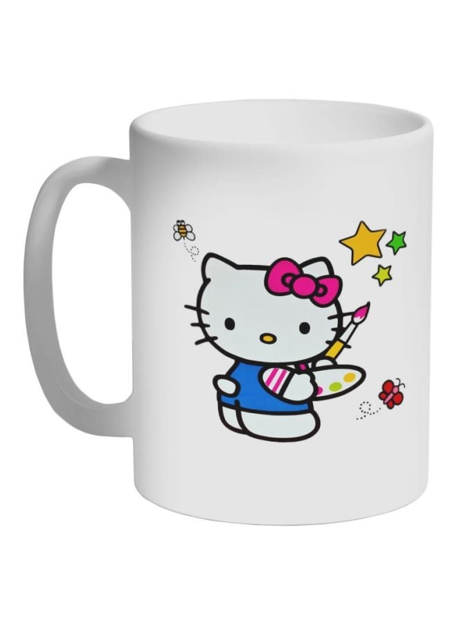 Hello Kitty Printed Coffee Mug White/Pink/Yellow 11ounce