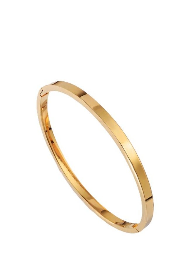 AMETOER European and American Women's Electroplated 18K Gold-Plated Stainless Steel Bracelet - High-Quality Colorfast Jewelry with Glossy Finish - Image 1