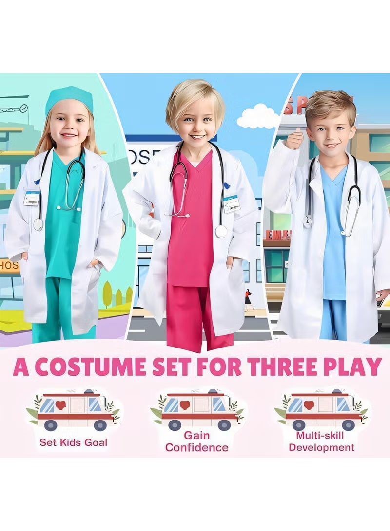Pink Kids' Doctor Role-Play Costume Set (7-Piece) – Role-Playing/Game Costume/Educational Toy, Includes Stethoscope & Accessories，Size 150 - Image 4
