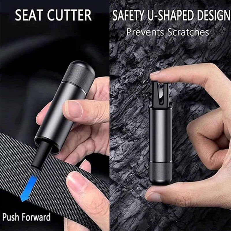 Yeria 4 Packs SafeHammer Window Breaker Seatbelt Cutter, 2025 Upgraded Safe Hammer Glass Breaker Under Water, Car Emergency 2-in-1 Escape Tool with Base (Red & Balck & Silver & Blue) - Image 3