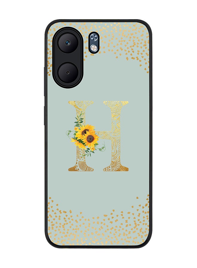 Stylizedd For Oppo A5x 5G / A5x 4G Case,Slim fit Camera Protection, Shockproof Thin Phone cover  - Custom Floral Monogram - H  (Light Grey )