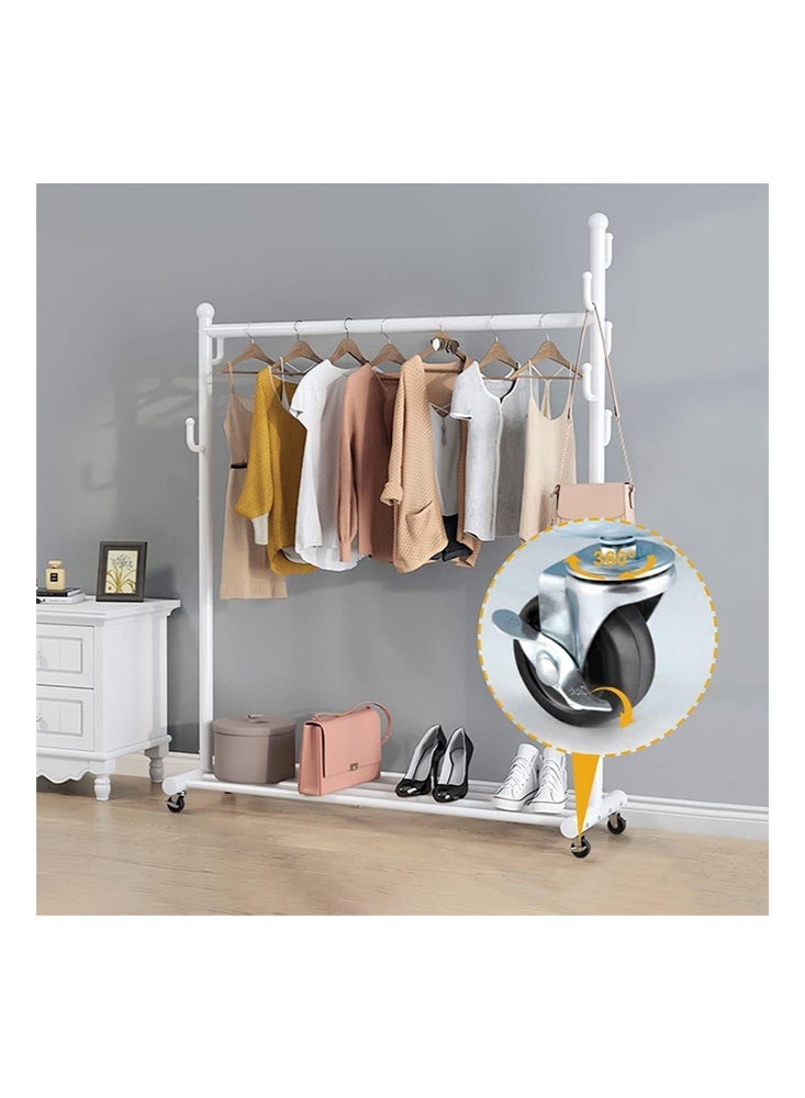 Solerconm Garment Rack,Clothes Rack with Shelves Clothing Rack on Wheels Clothes Organizer for Home (White, 120 x 44 x 172 CM) - Image 4
