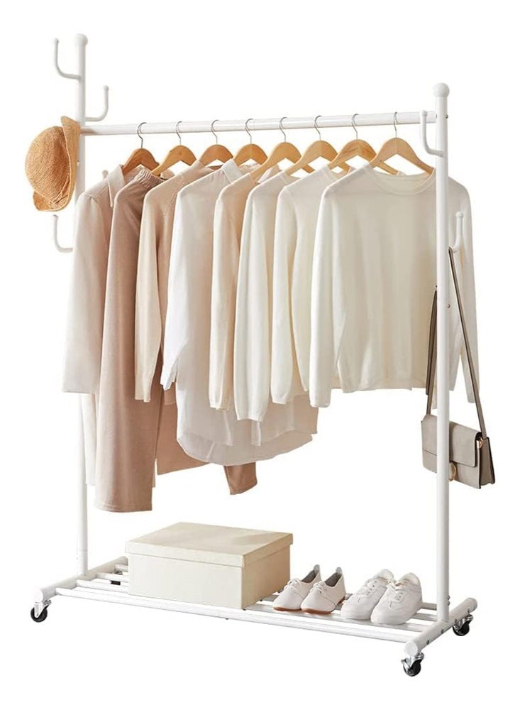 Solerconm Garment Rack,Clothes Rack with Shelves Clothing Rack on Wheels Clothes Organizer for Home (White, 120 x 44 x 172 CM) - Image 1