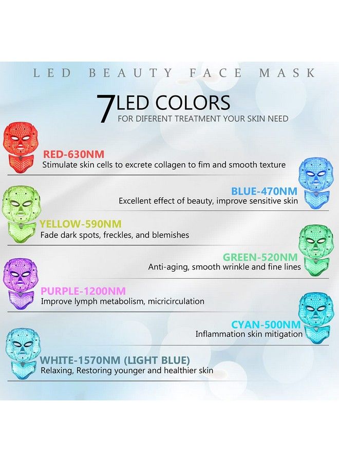 Foleto Led Face Mask Light Therapy 7 Color Skin Rejuvenation Therapy Led Photon Mask Light Facial Skin Care With Neck Care Anti Aging Skin Tightening Wrinkles Toning Mask Pack Of 1 - Image 4