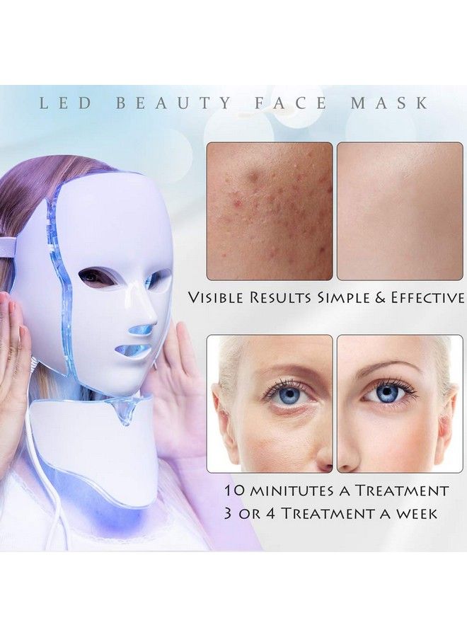 Foleto Led Face Mask Light Therapy 7 Color Skin Rejuvenation Therapy Led Photon Mask Light Facial Skin Care With Neck Care Anti Aging Skin Tightening Wrinkles Toning Mask Pack Of 1 - Image 3