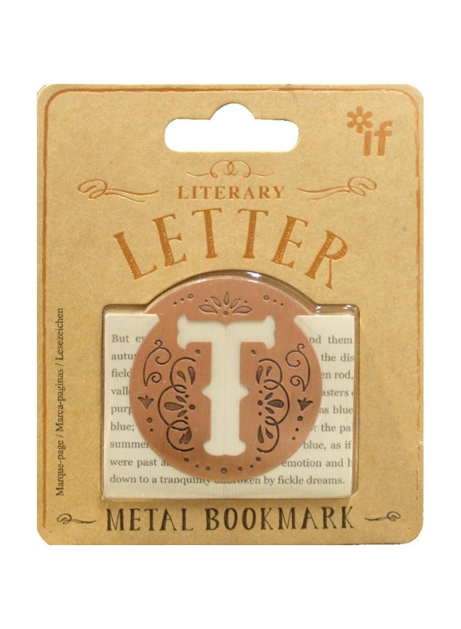 أي إف مشبك إشارة مرجعية للرسائل الأدبية حرف مزخرف محفور عليه حرف "T"