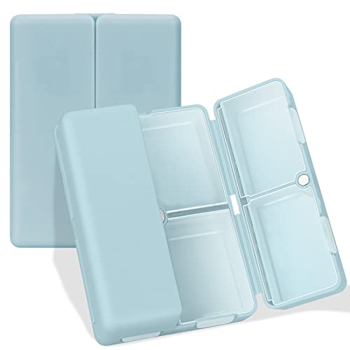 FYY Daily Pill Organizer, 7 Compartments Portable Travel Pill Case, [Folding Design] for Purse Pocket to Hold Vitamins,Cod Liver Oil,Supplements and Medication-Blue - Image 1