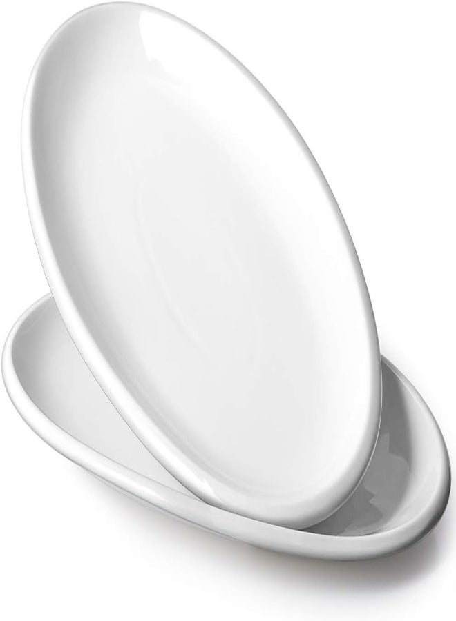 AKDC Dowan 16" Serving Platters, Turkey Platters For Wedding, Large Oval Porcelain Serving Tray For Entertaining, Dinner Platters For Serving Food Appetizers Meat, Serving Dishes For Parties, Set Of 2 - Image 5