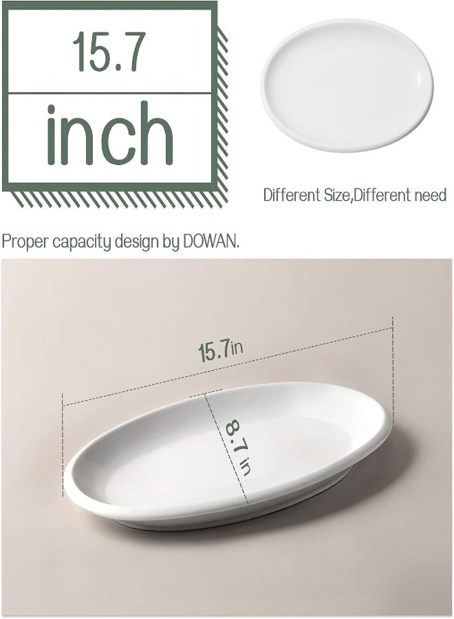 AKDC Dowan 16" Serving Platters, Turkey Platters For Wedding, Large Oval Porcelain Serving Tray For Entertaining, Dinner Platters For Serving Food Appetizers Meat, Serving Dishes For Parties, Set Of 2 - Image 2