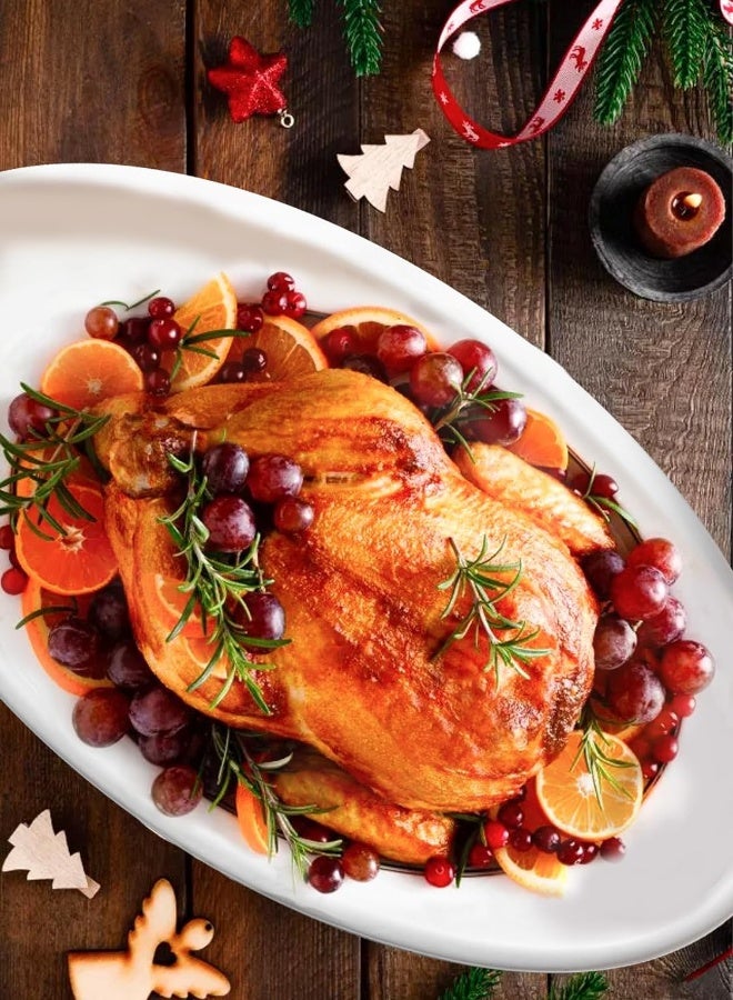 AKDC Dowan 16" Serving Platters, Turkey Platters For Wedding, Large Oval Porcelain Serving Tray For Entertaining, Dinner Platters For Serving Food Appetizers Meat, Serving Dishes For Parties, Set Of 2 - Image 4