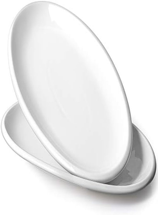 AKDC Dowan 16" Serving Platters, Turkey Platters For Wedding, Large Oval Porcelain Serving Tray For Entertaining, Dinner Platters For Serving Food Appetizers Meat, Serving Dishes For Parties, Set Of 2 - Image 3