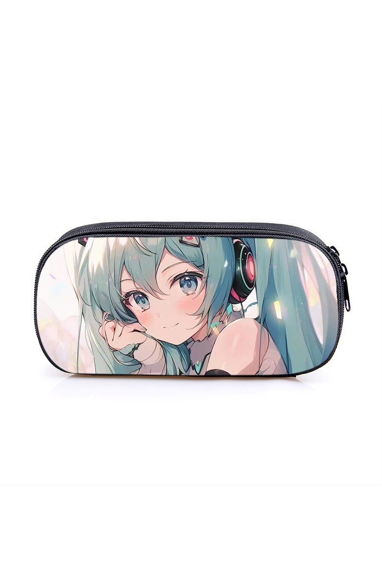Hatsune Miku pencil case student cute large-capacity pencil case polyester multifunctional storage stationery bag