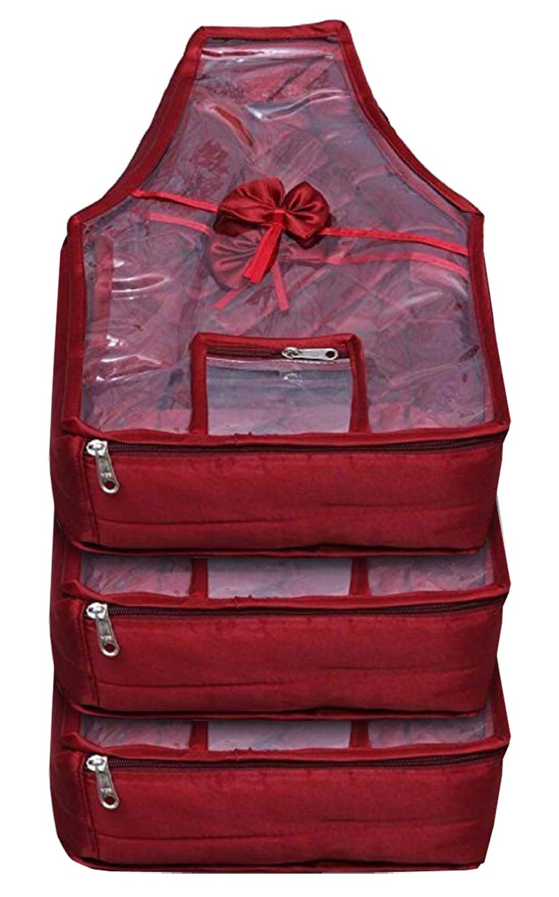 Kuber Industries Blouse Cover in Maroon Satin Fabric Set of 3 PcsMultiStandardKI8033_1 - Image 1