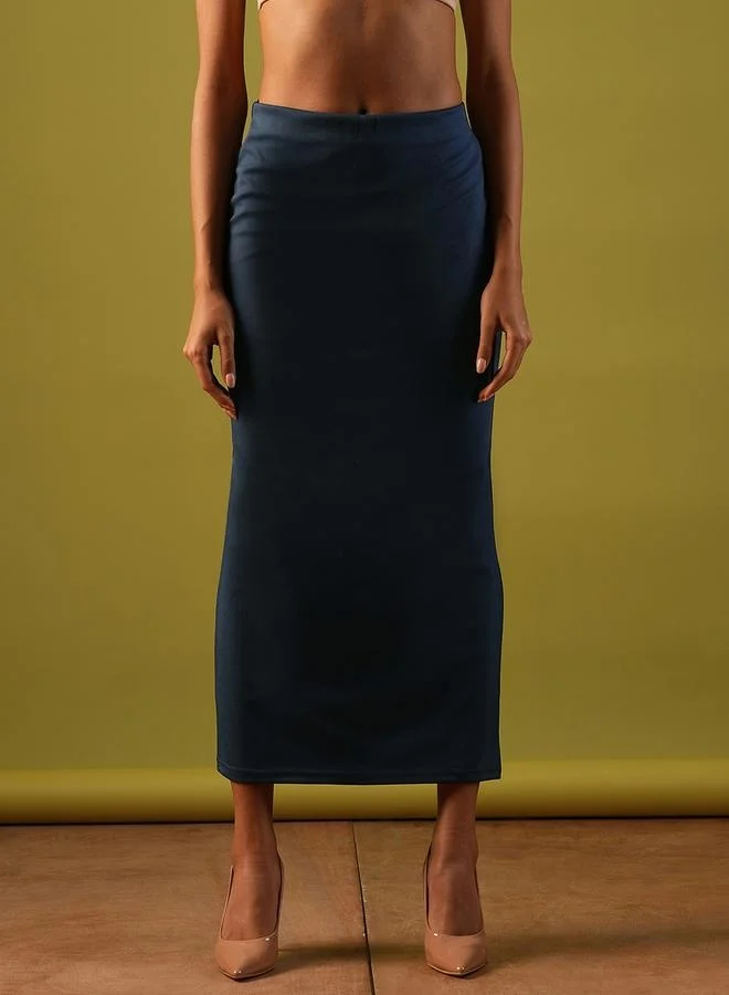 جلو باص Globus Solid High-Rise Stretchy Pencil Midi Skirt