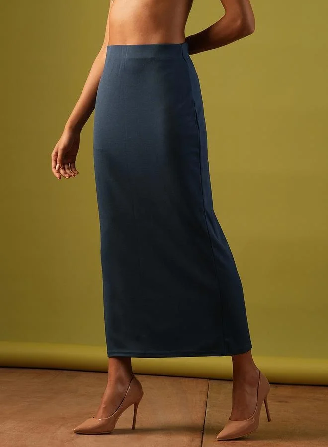 جلو باص Globus Solid High-Rise Stretchy Pencil Midi Skirt