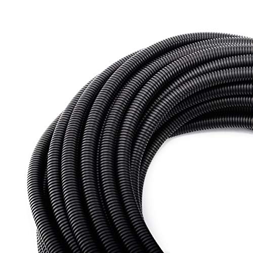 ZhiYo 50FT 3/8” Wire Loom Split Tubing Auto Wire Conduit Flexible Cover | High Temperature Heat Resistant -40F to 257F | Plastic Cover for Electrical Wires & Cables - Image 1