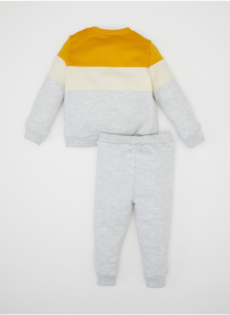DeFacto - Color Block Soft Fleece-Lined Sweatshirt And Jogger 2-Piece Set - Image 1
