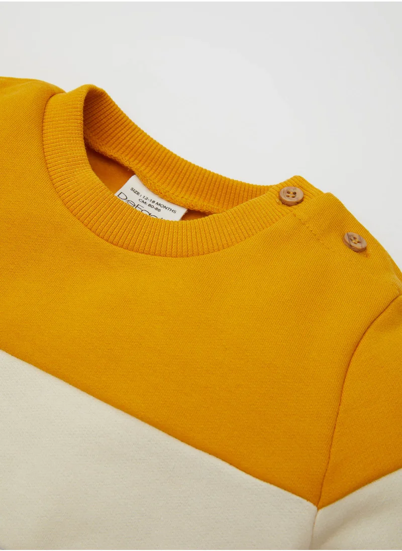 DeFacto Color Block Soft Fleece-Lined Sweatshirt And Jogger 2-Piece Set