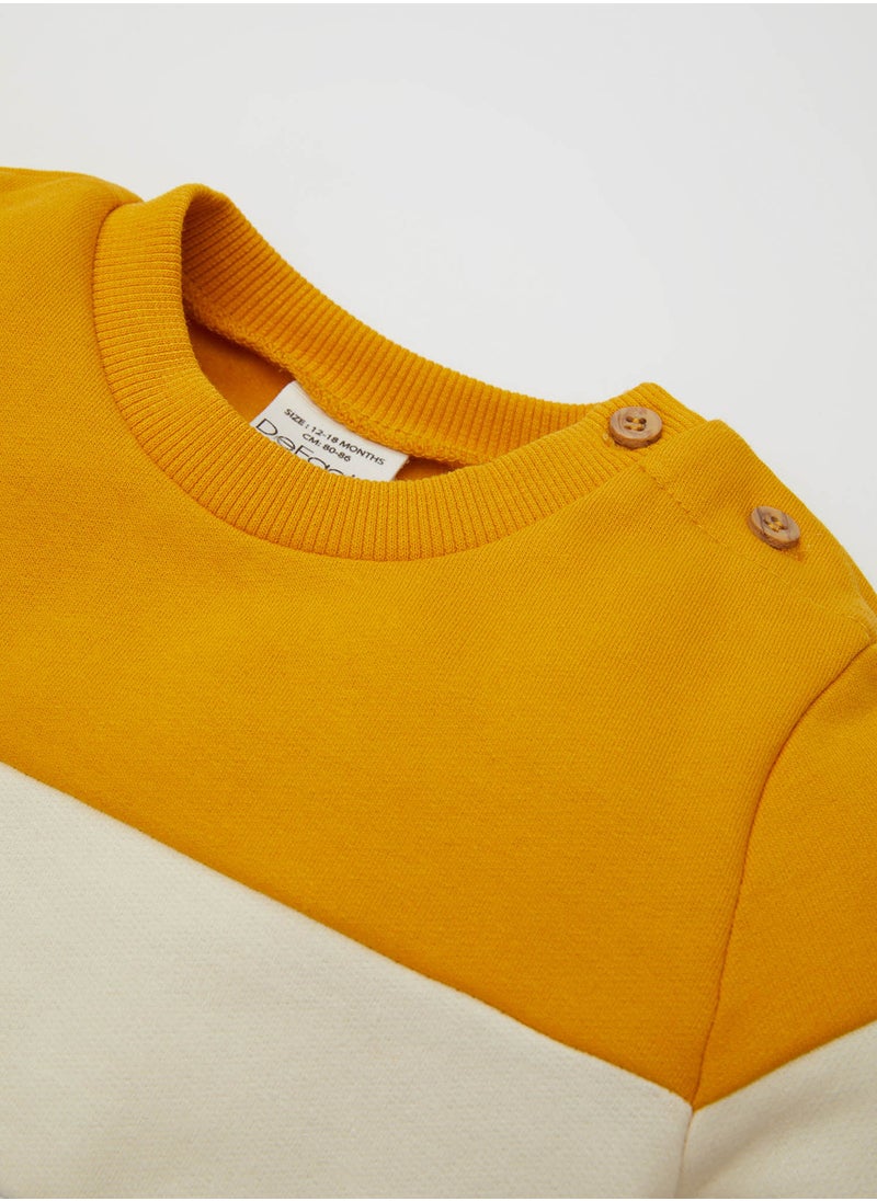 DeFacto - Color Block Soft Fleece-Lined Sweatshirt And Jogger 2-Piece Set - Image 1