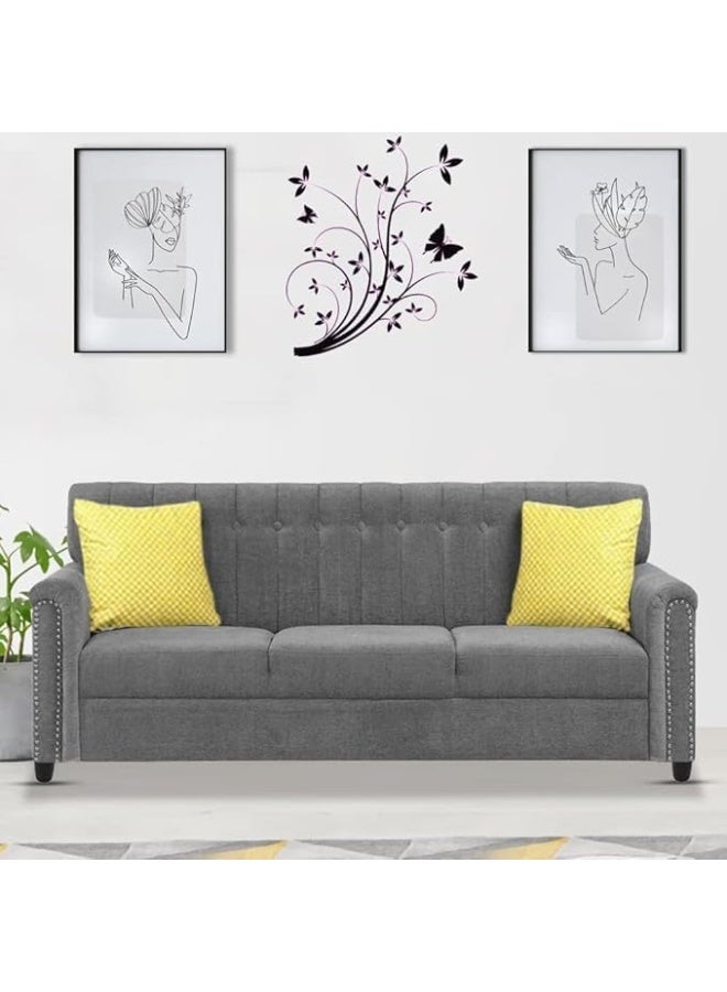 Poppins Home 3 Seater Classic Sofa Set for Living Room (Grey) - Image 1