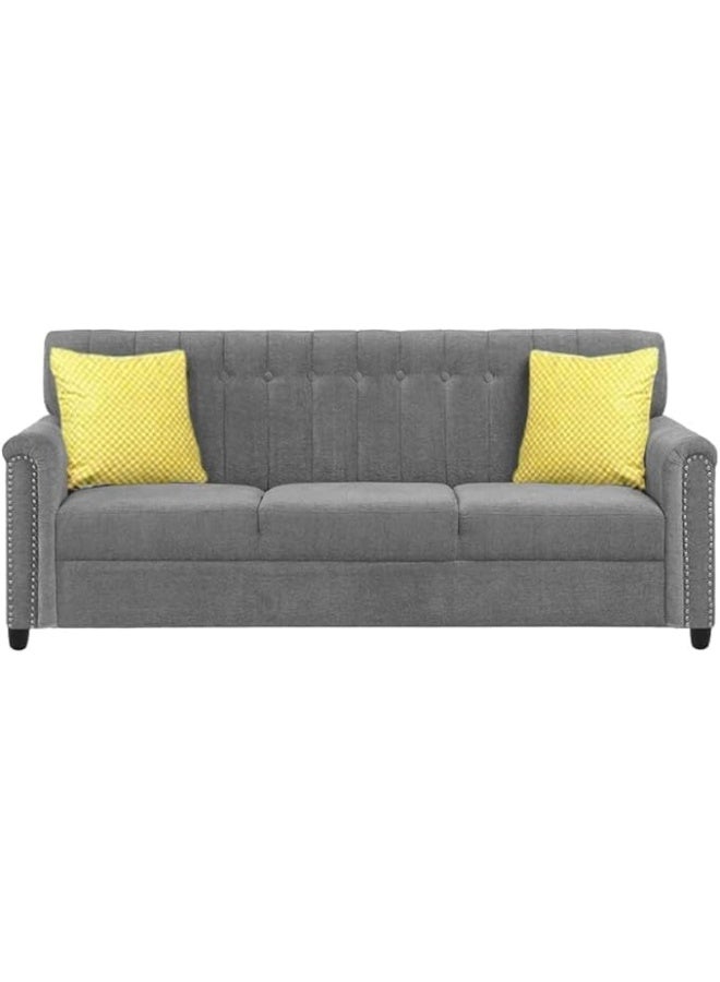 Poppins Home 3 Seater Classic Sofa Set for Living Room (Grey) - Image 5