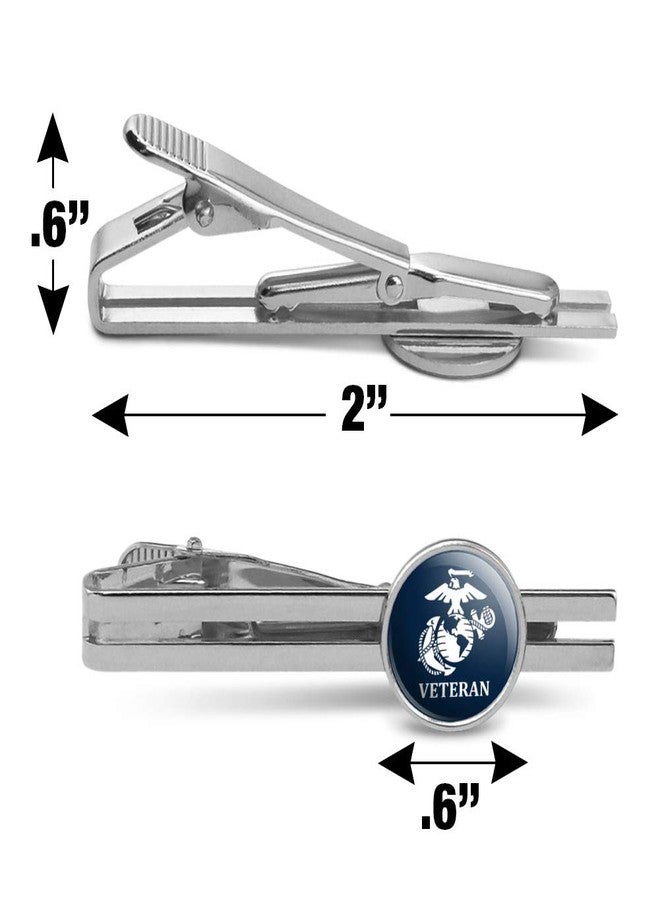 GRAPHICS & MORE Veteran USMC Marines White Blue Round Tie Bar Clip Clasp Tack Silver - Image 3