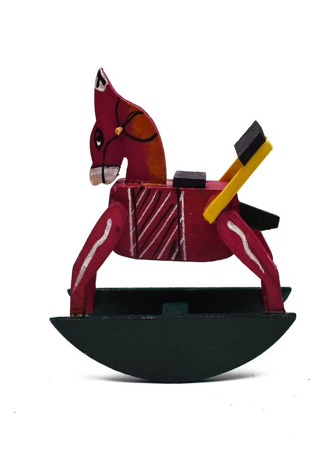 justhandmade Wooden Horse Procession Doll | Gift | Home Decor Showpiece - Size 13.5 CM (Pink) - Image 2