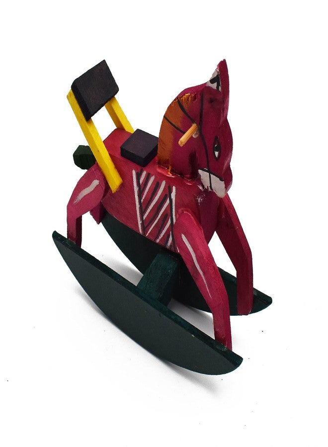 justhandmade Wooden Horse Procession Doll | Gift | Home Decor Showpiece - Size 13.5 CM (Pink) - Image 1