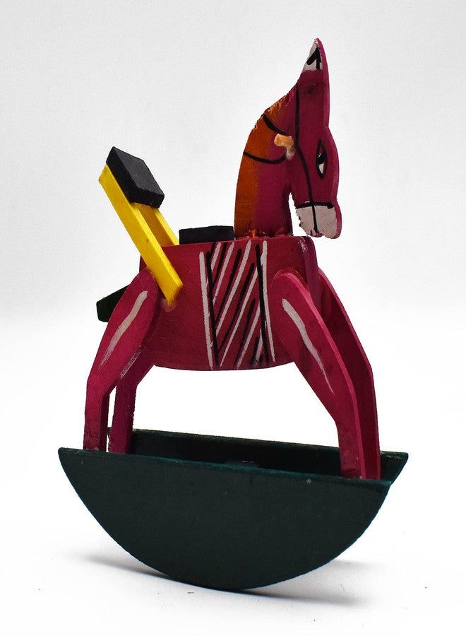 justhandmade Wooden Horse Procession Doll | Gift | Home Decor Showpiece - Size 13.5 CM (Pink) - Image 3
