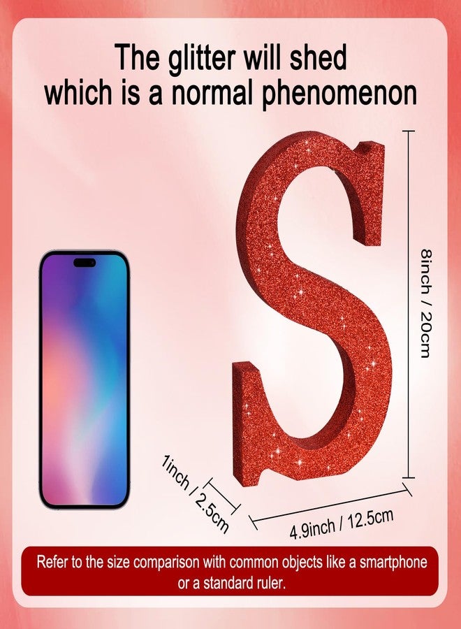 TONIFUL 8 Inch Red Glitter Letter S Table Centerpiece A-Z Red Birthday Party Decorations,Red Alphabet S for Birthday,Chrismas,Graduation,Bridal Shower,Wedding,Anniversary Party Supplies - Image 2