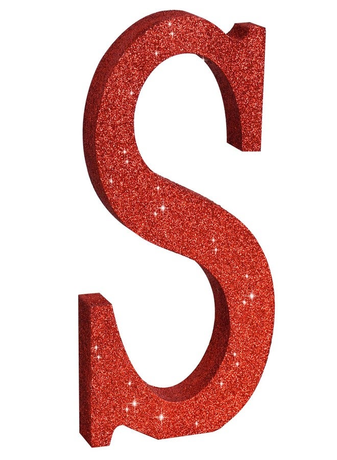 TONIFUL 8 Inch Red Glitter Letter S Table Centerpiece A-Z Red Birthday Party Decorations,Red Alphabet S for Birthday,Chrismas,Graduation,Bridal Shower,Wedding,Anniversary Party Supplies - Image 1