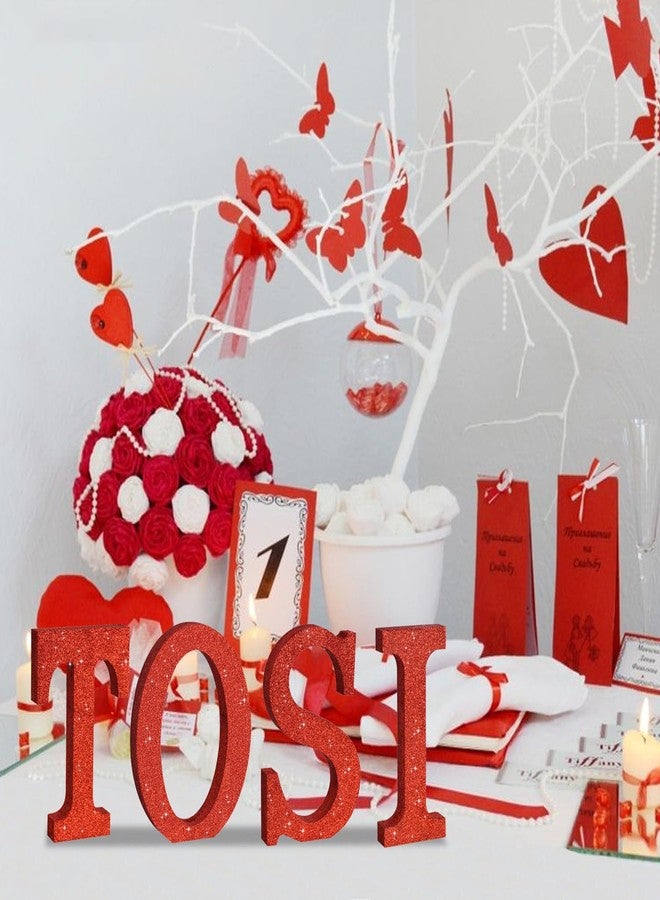 TONIFUL 8 Inch Red Glitter Letter S Table Centerpiece A-Z Red Birthday Party Decorations,Red Alphabet S for Birthday,Chrismas,Graduation,Bridal Shower,Wedding,Anniversary Party Supplies - Image 4